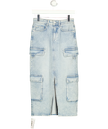 PILCRO light blue Cargo Denim Midi Skirt, size UK XXXS — front