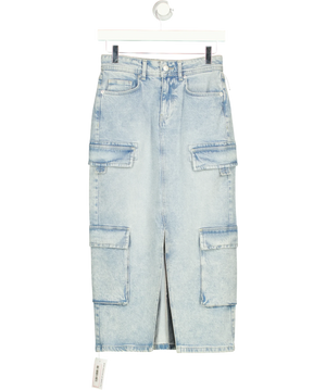 Pilcro Cargo Denim Midi Skirt Blue UK XXXS