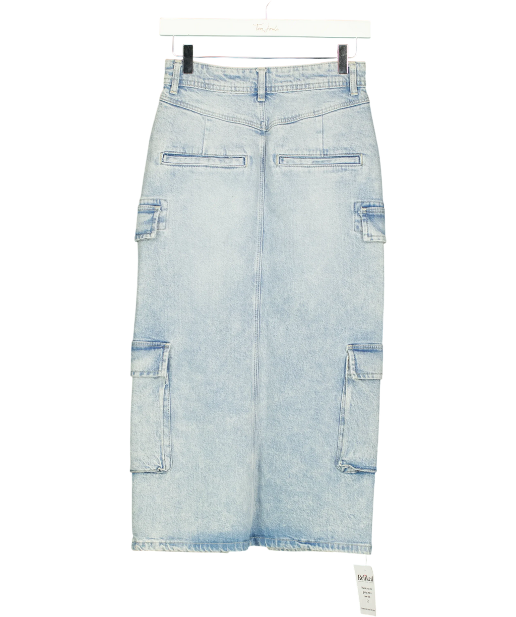 PILCRO light blue Cargo Denim Midi Skirt, size UK XXXS — back