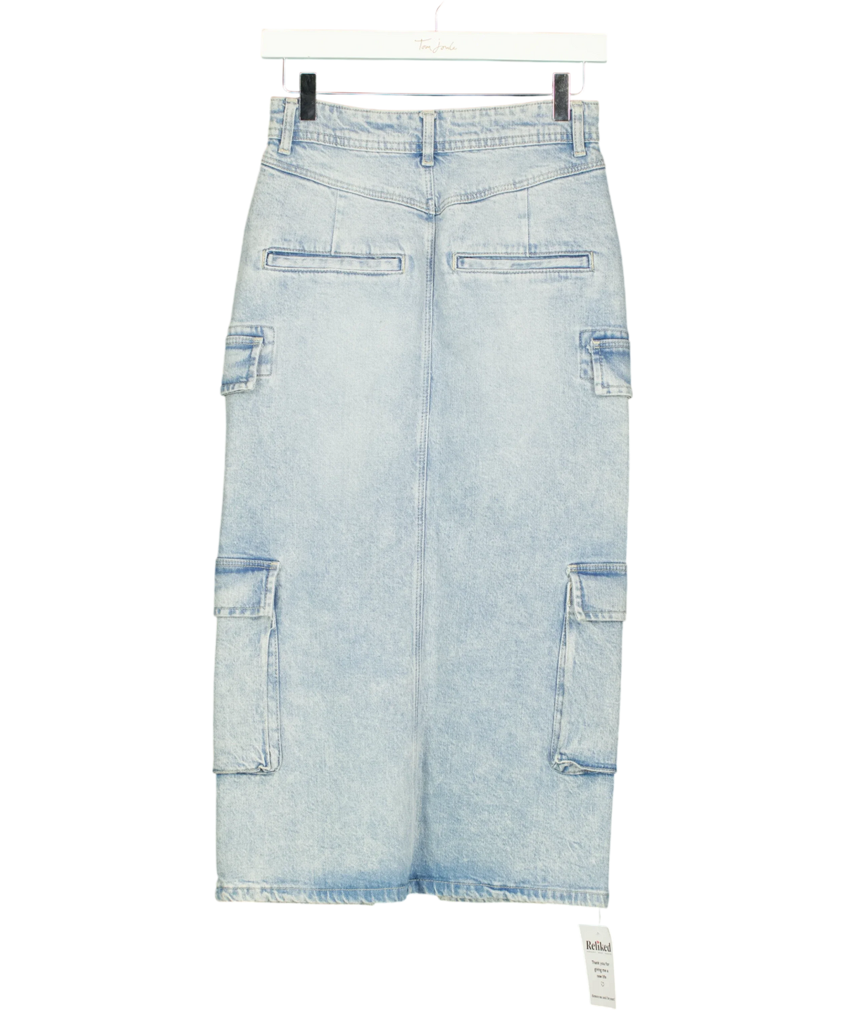 PILCRO light blue Cargo Denim Midi Skirt, size UK XXXS — back