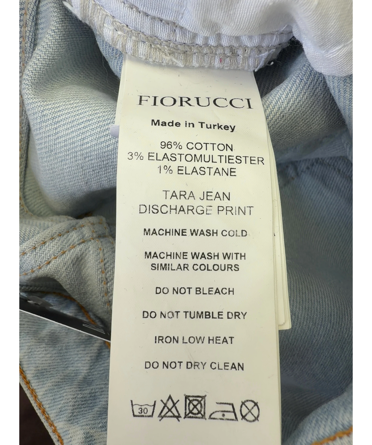 FIORUCCI light blue Scattered Logo High Rise Tara Jeans, size W24 — label