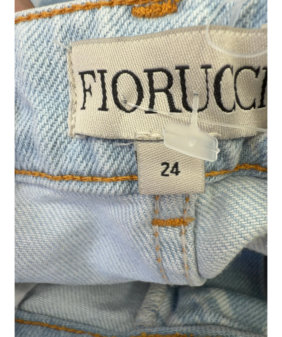 FIORUCCI light blue Scattered Logo High Rise Tara Jeans, size W24 — care label