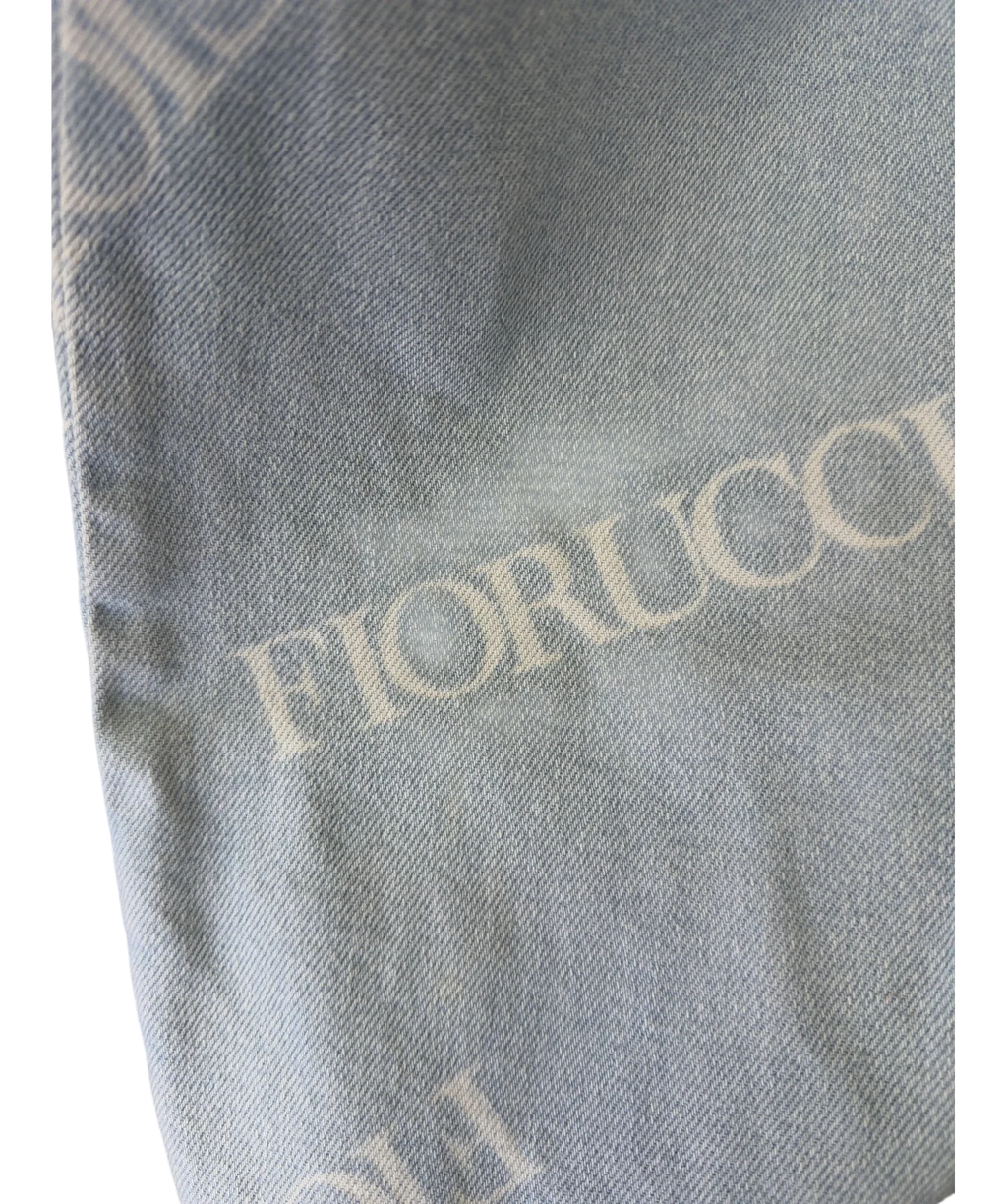 FIORUCCI light blue Scattered Logo High Rise Tara Jeans, size W24 — fabric detail