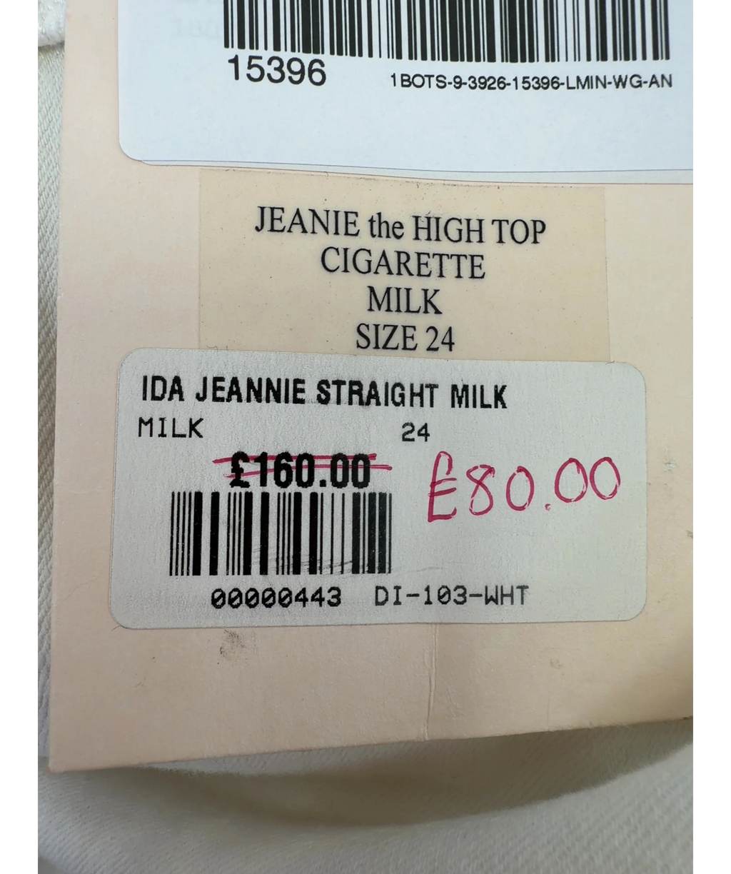 IDA White Jeanie the High Top Cigarette, size W24 — care label