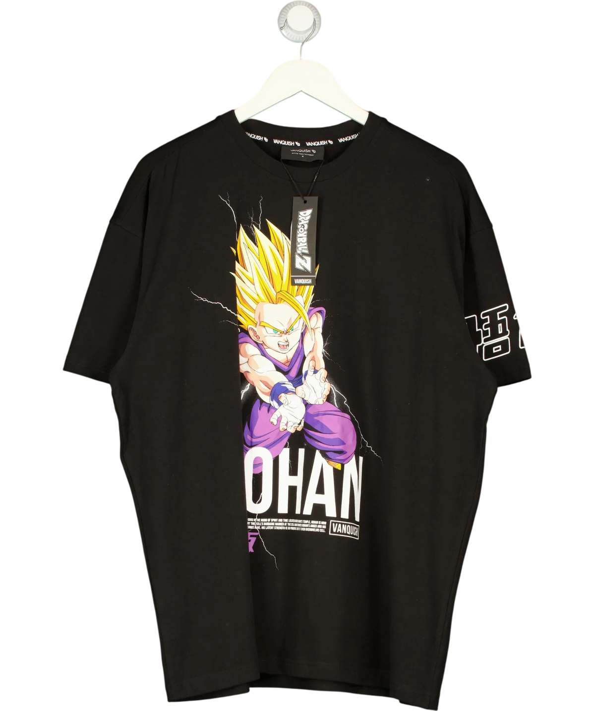 Vanquish Black DBZ CS Gohan Black Oversized T-Shirt, size UK M — front