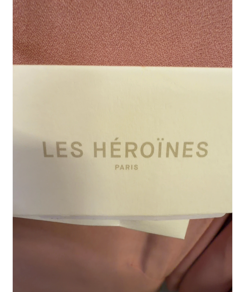 Les Héroïnes Pink Cutout Lace-up Gathered Draped Crepe Blouse, size UK 6 — detail