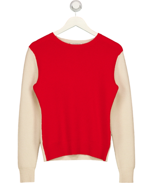 Jw Anderson 100% Cashmere Red And Cream Colour-Blocked Sweater UK 10