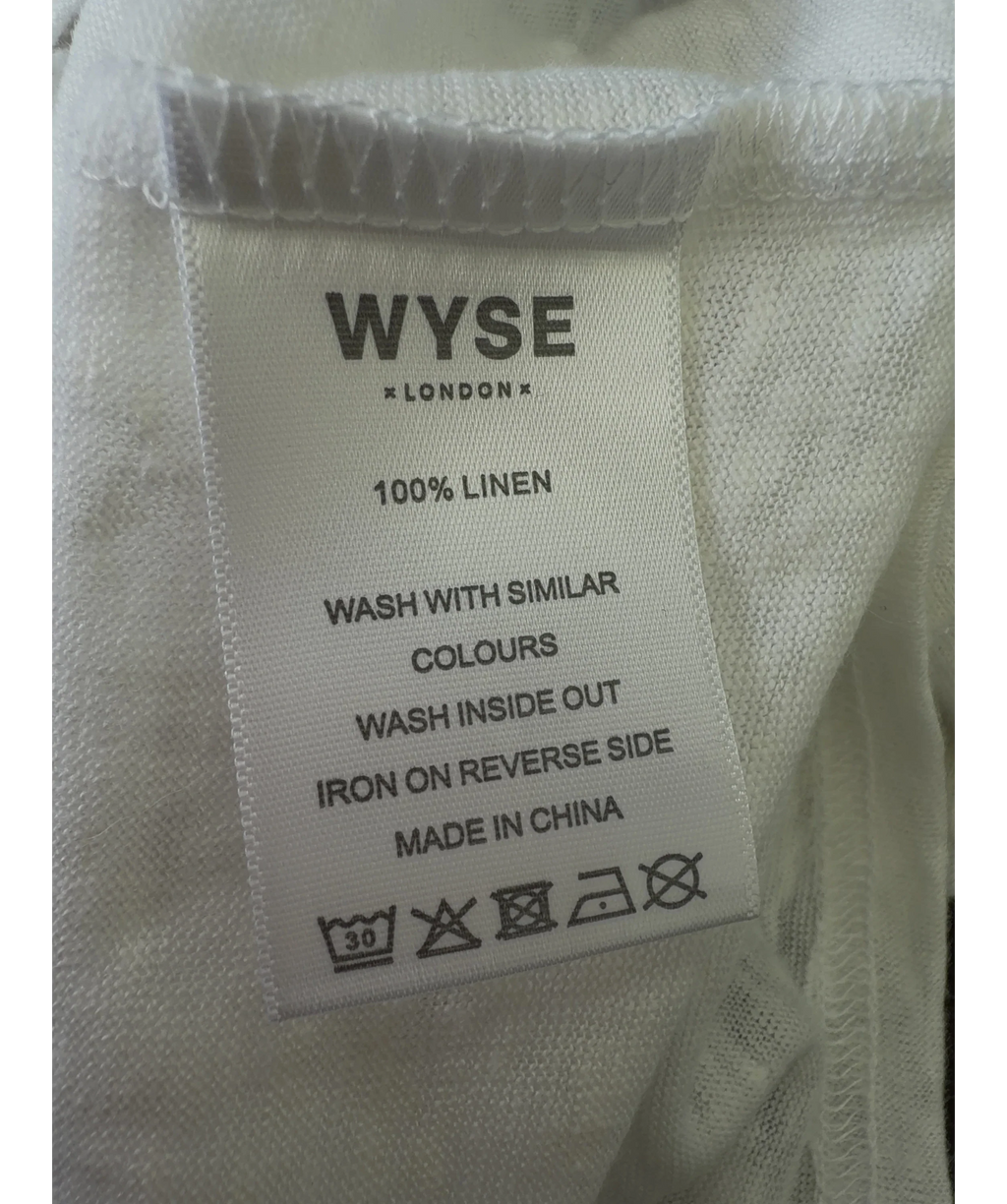 WYSE LONDON White Lily Lace Trim Tee, size UK S — label