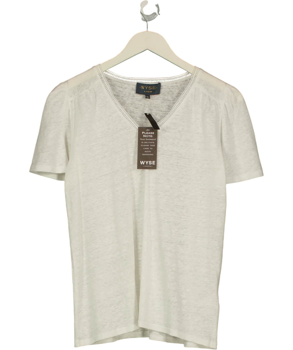 WYSE LONDON White Lily Lace Trim Tee, size UK S — front