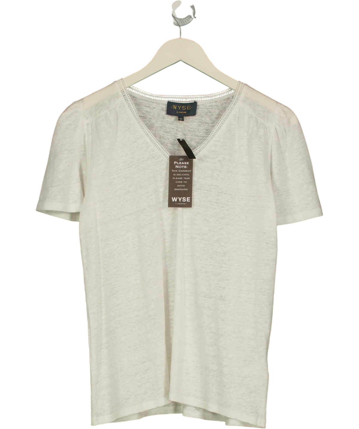 WYSE LONDON White Lily Lace Trim Tee, size UK S — front