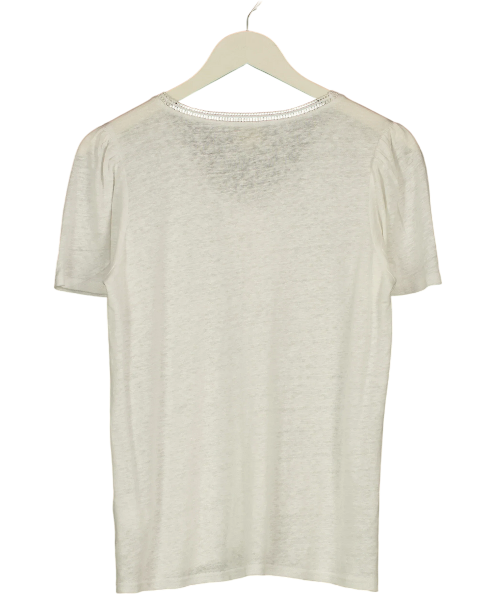 WYSE LONDON White Lily Lace Trim Tee, size UK S — back