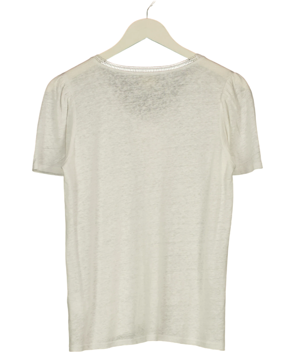 WYSE LONDON White Lily Lace Trim Tee, size UK S — back