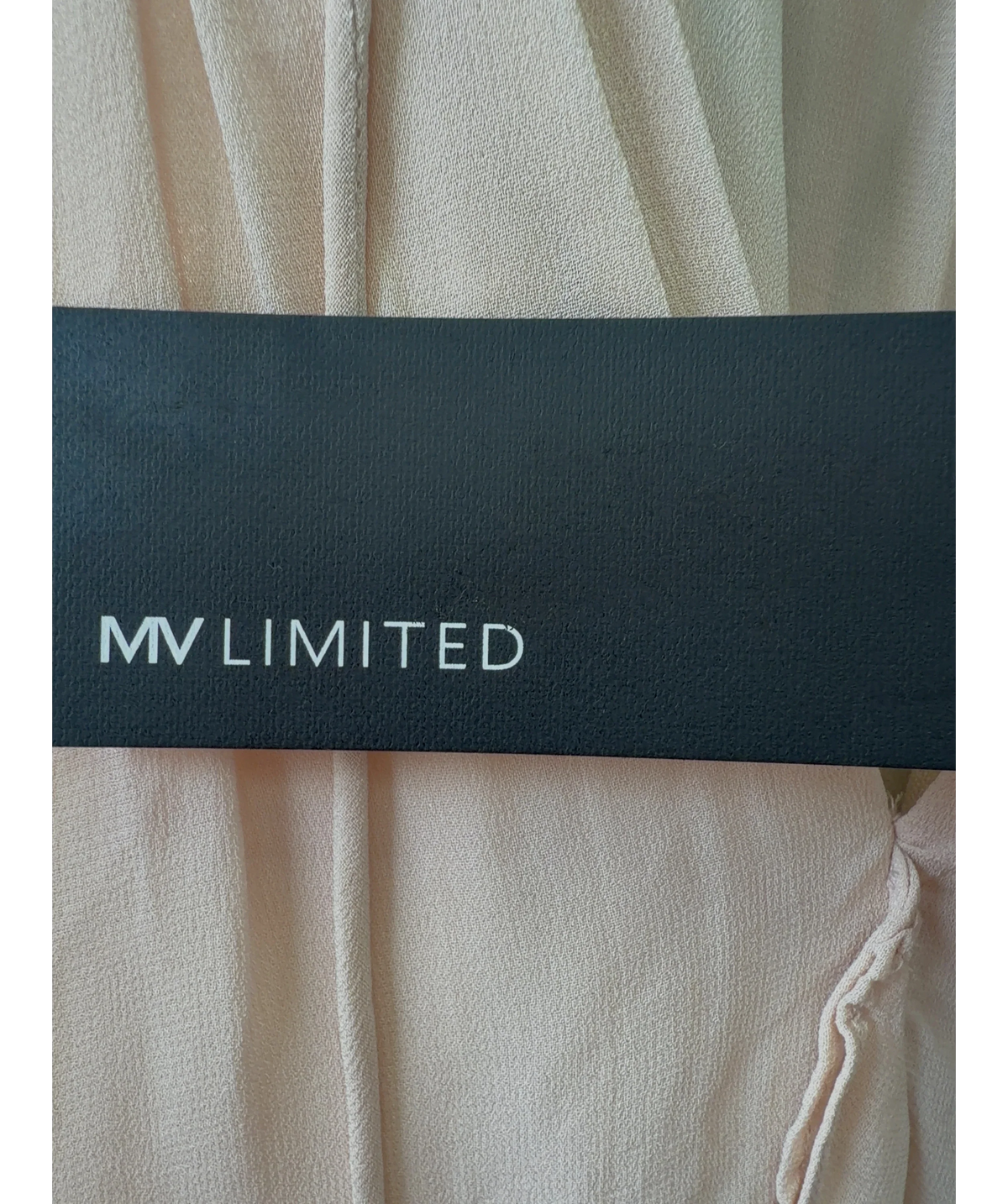 Mint Velvet Nude Neutral Cape Ruffle Blouse, size UK S — detail