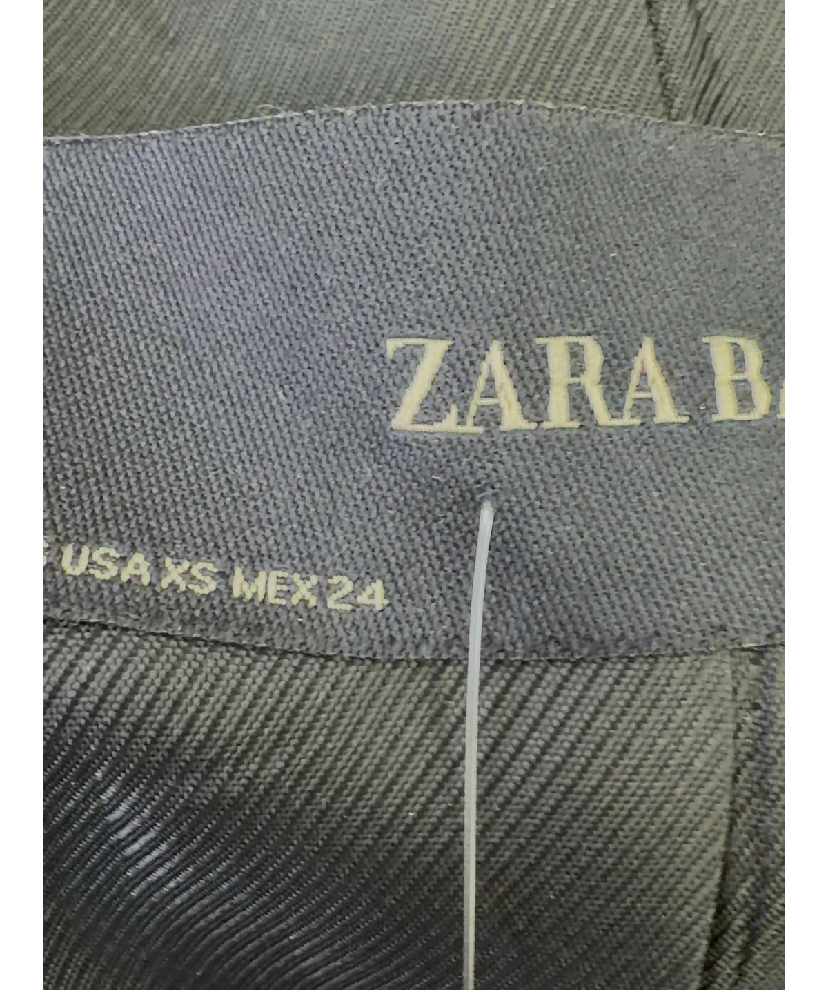 ZARA Black satin shawl-lapel blazer, size UK XS — detail