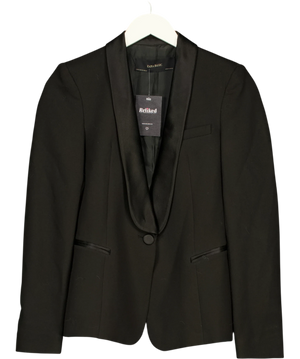 Zara Satin Shawl-Lapel Tuxedo Blazer Black UK XS