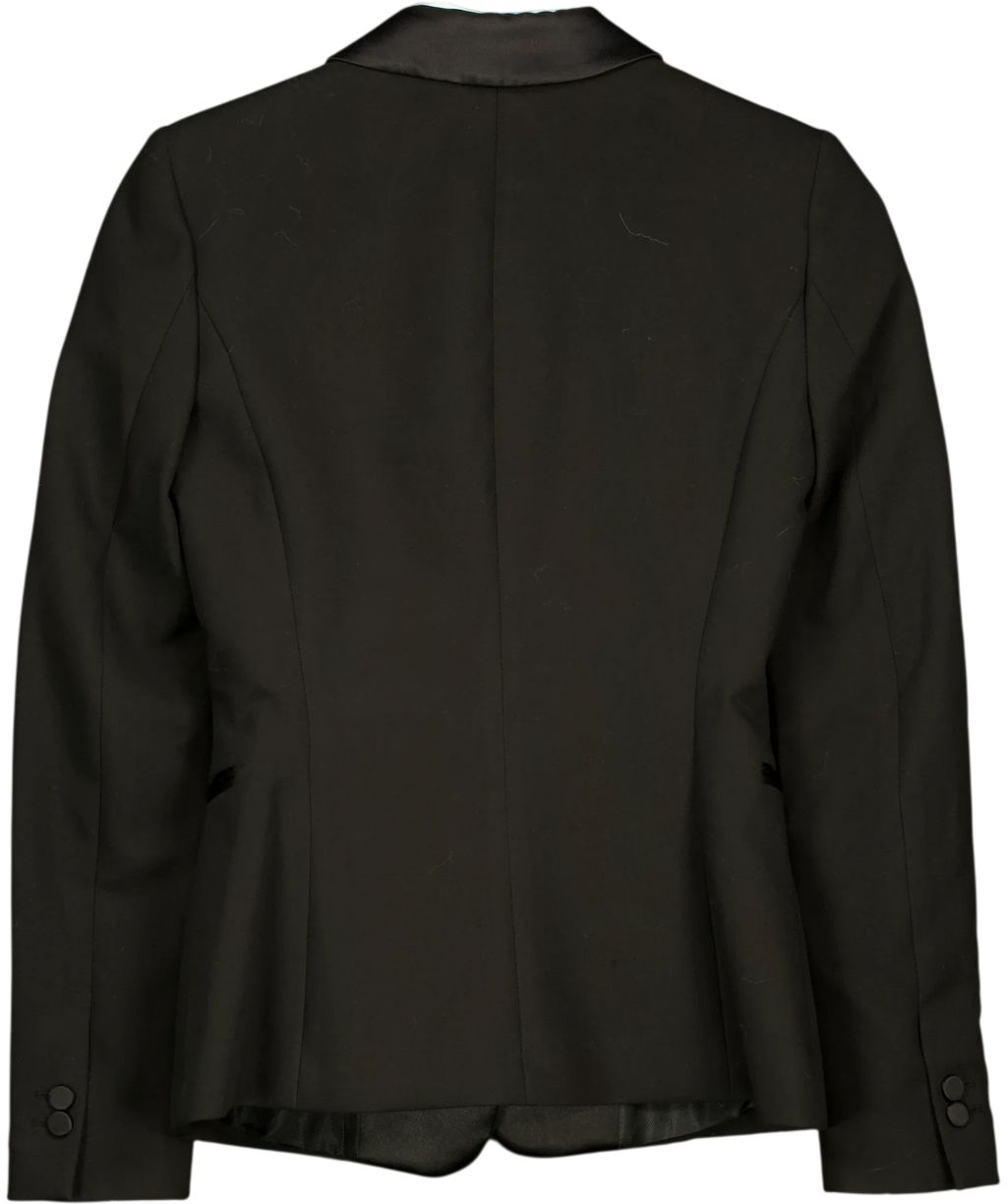 ZARA Black satin shawl-lapel blazer, size UK XS — back