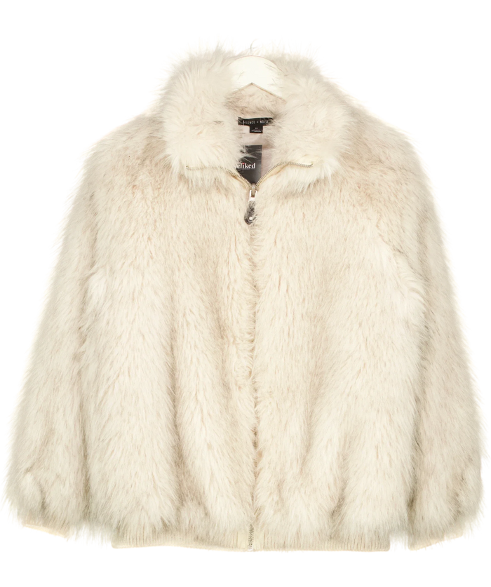 Silence + Noise Beige Shaggy Jacket UK S