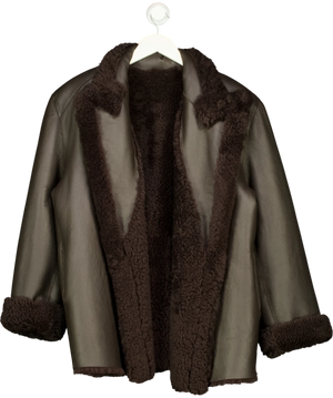 Mentlova Brown Luxury Reversible Shearling Leather Jacket Uk 8