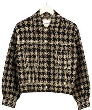 Sandro Black And Beige Houndstooth Jacket UK S