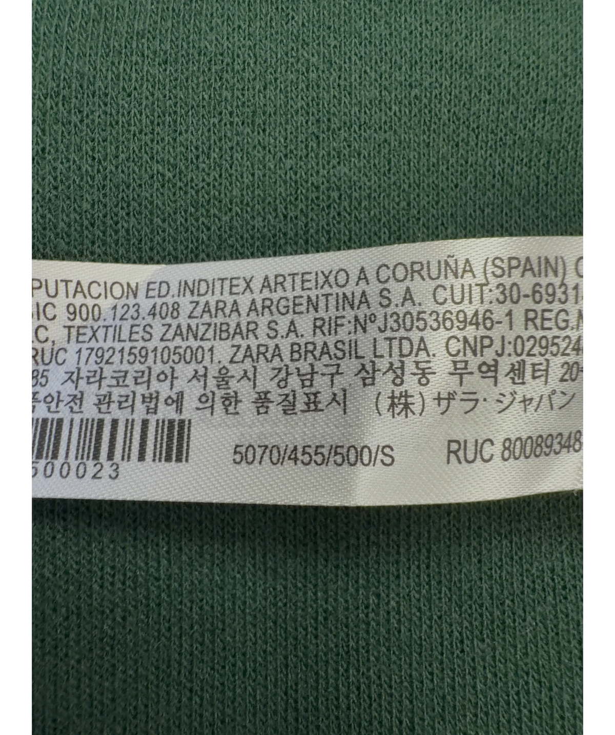 ZARA Green Colour, size UK S — label