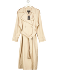 River Island Beige Double Collar Belted Trench Coat, size UK 10 — front