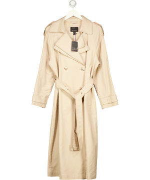River Island Double Collar Belted Trench Coat Beige UK 10