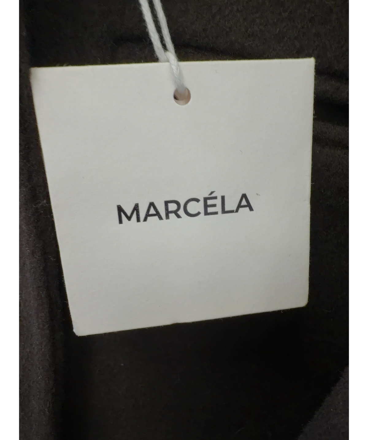 Marcéla Brown Long Wool Blend Overcoat — detail