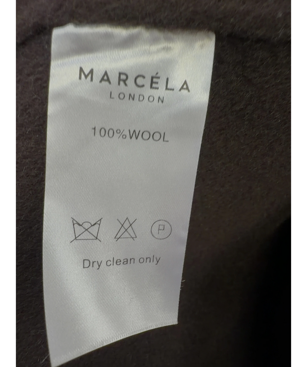 Marcéla Brown Long Wool Blend Overcoat — label