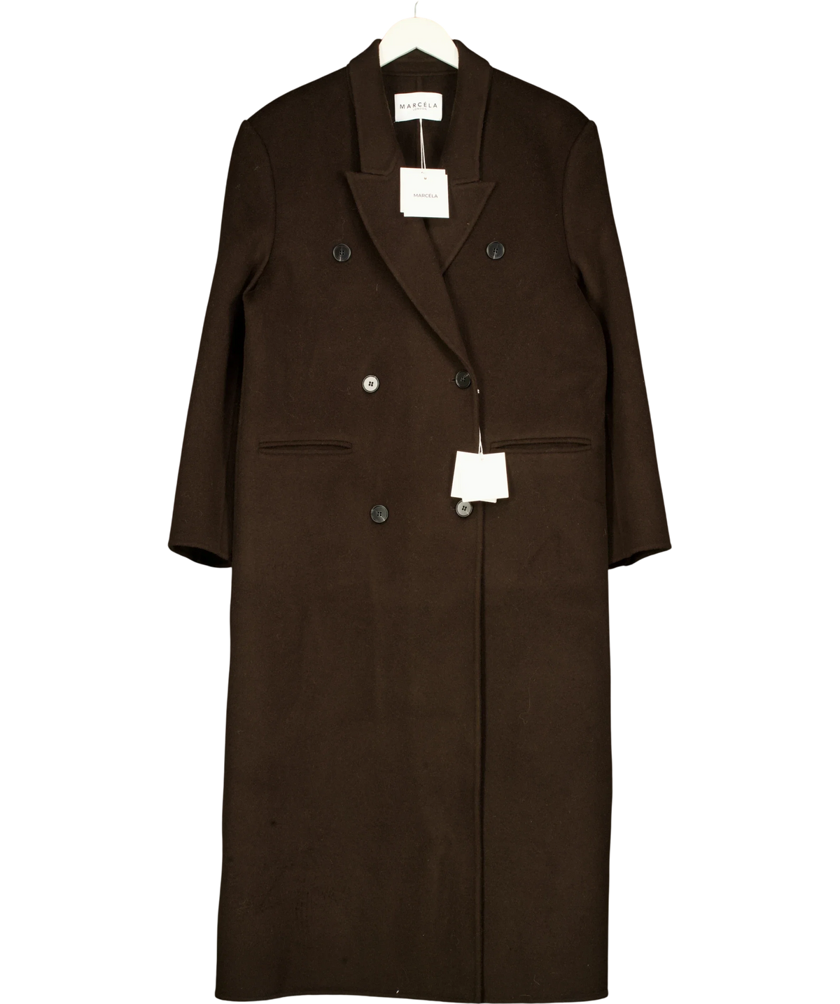 Marcéla Brown Long Wool Blend Overcoat — front
