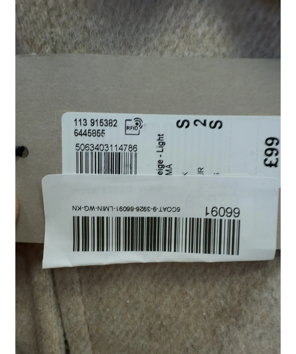 River Island Beige Wool-Blend Cape Trench Coat, size UK S — label