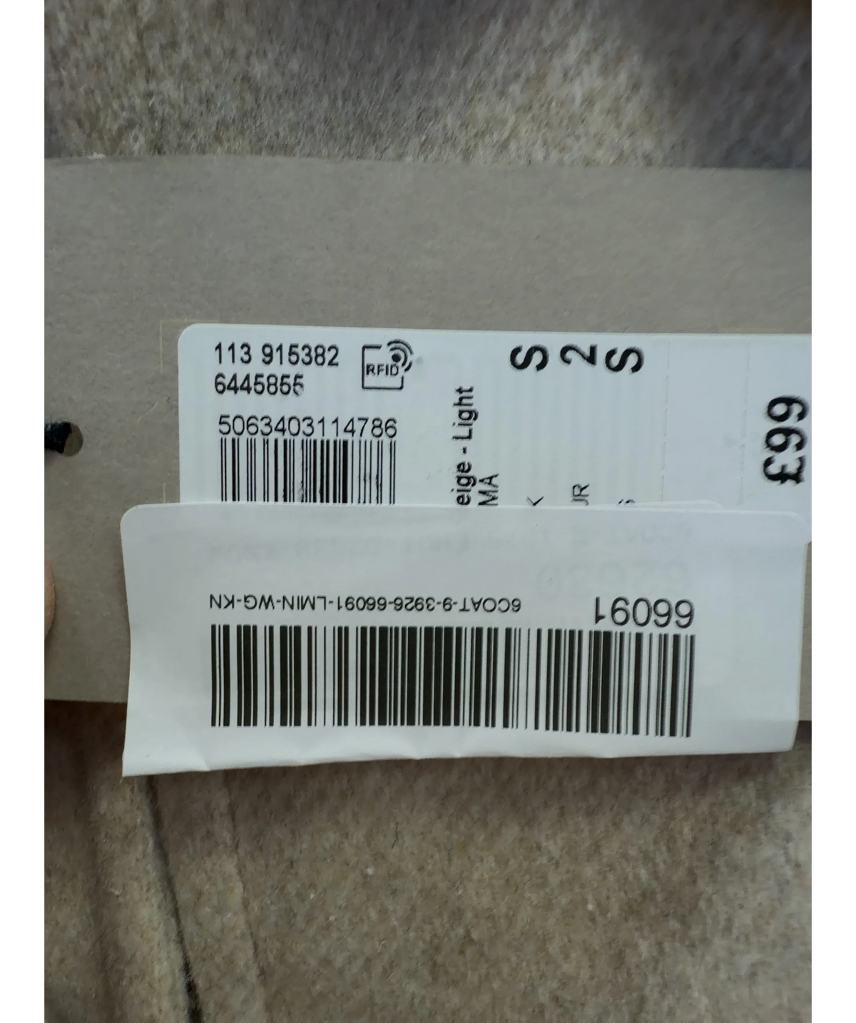 River Island Beige Wool-Blend Cape Trench Coat, size UK S — label