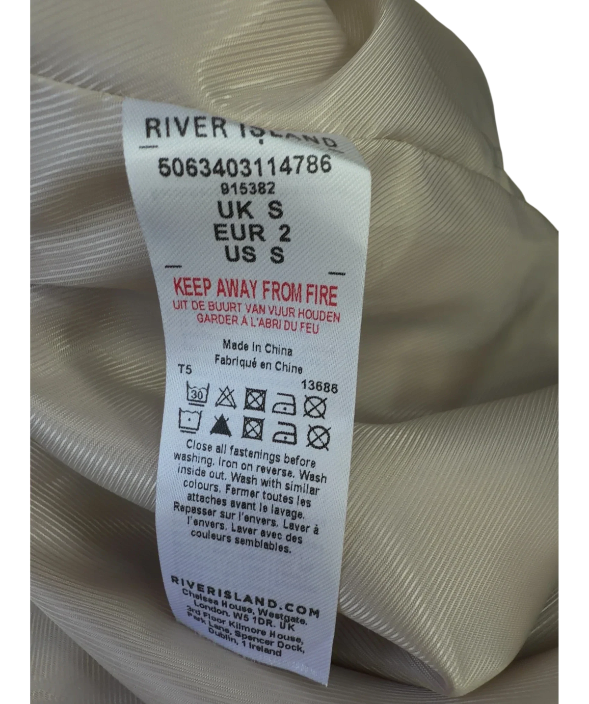 River Island Beige Wool-Blend Cape Trench Coat, size UK S — additional view