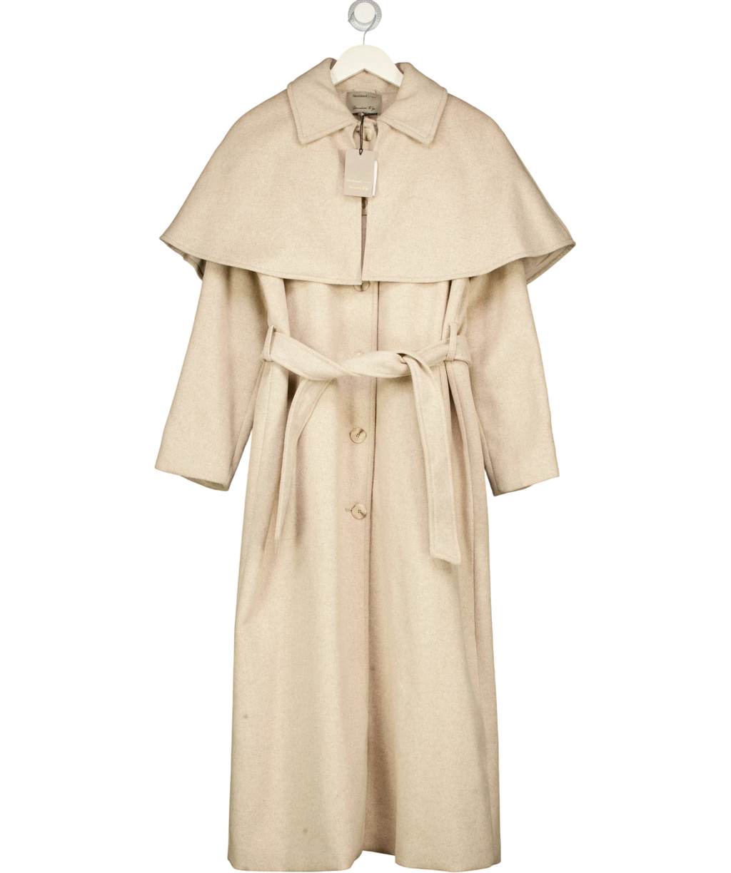 River Island Beige Wool-Blend Cape Trench Coat, size UK S — front