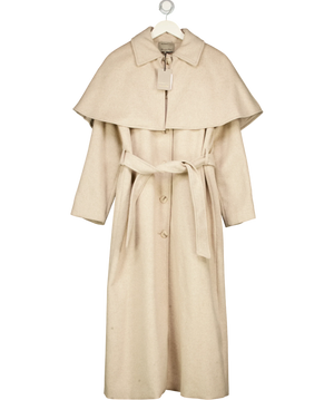 River Island Wool-Blend Cape Trench Coat Beige UK S