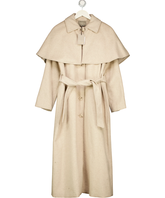 River Island Wool-Blend Cape Trench Coat Beige UK S