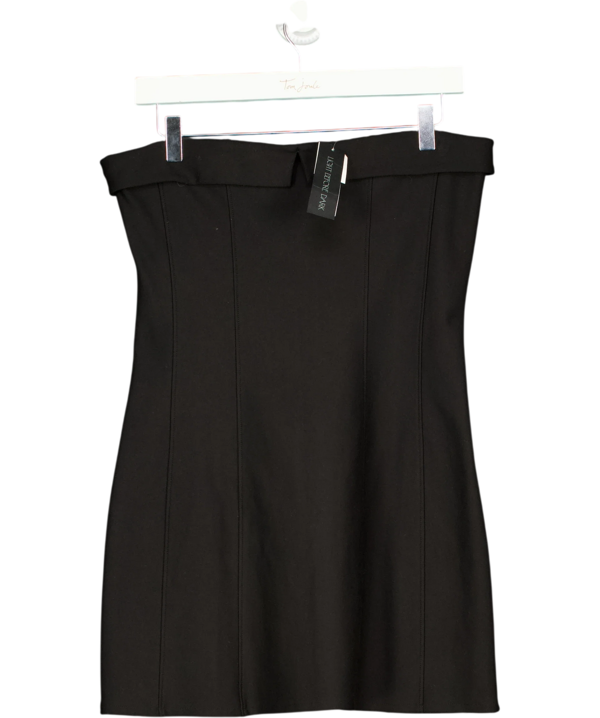 LIGHT BEFORE DARK Black Costaponte strapless black dress, size UK M — front