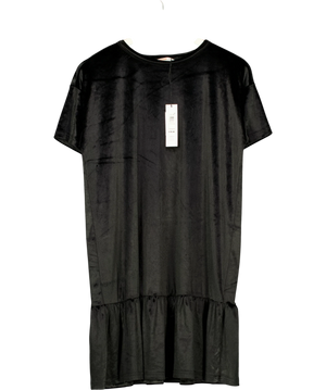 Anyday John Lewis Black Velvet Ruffled Hem Dress UK S