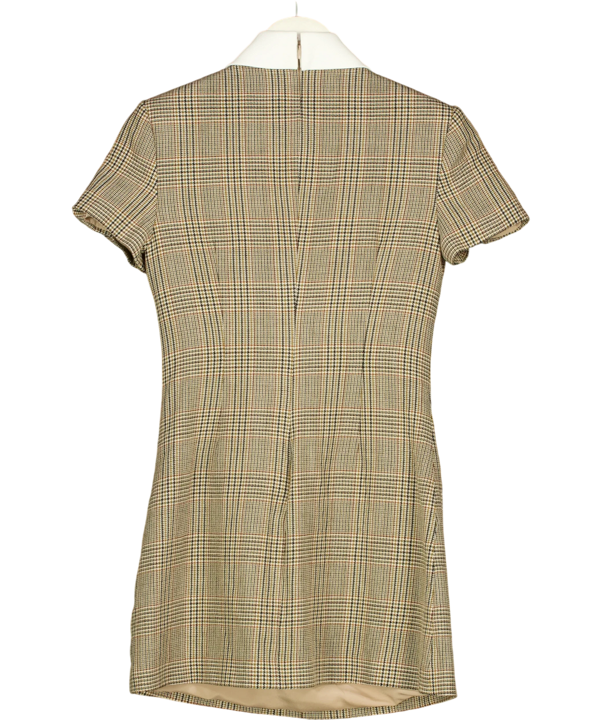 Self-Portrait Brown Check Wool Mini Dress, size UK 8 — back