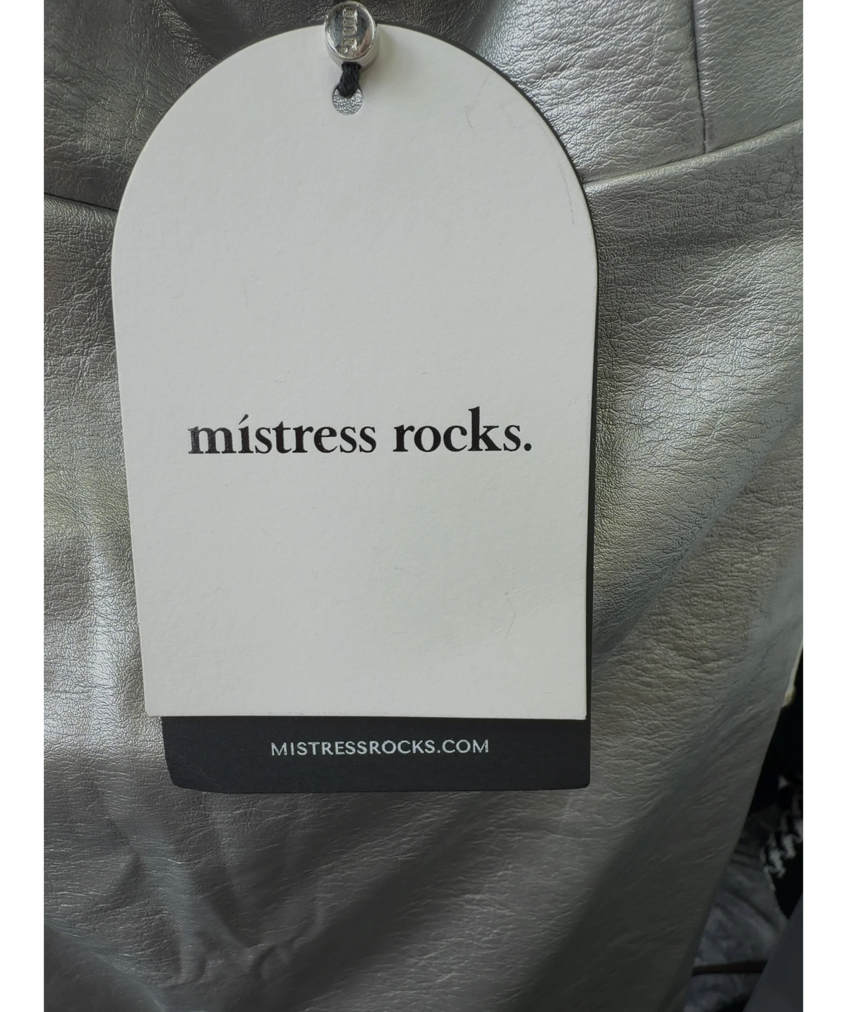 Mistress Rocks silver Silver Metallic Strapless Mini Dress, size UK M — detail
