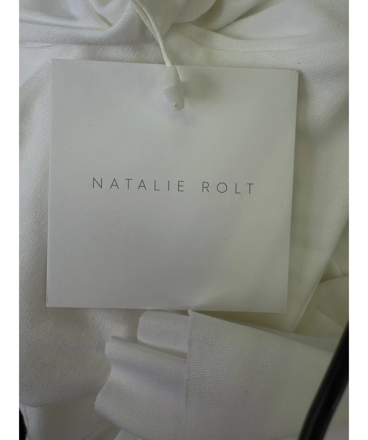 Natalie Rolt White cowl-neck maxi dress, size UK 4 — detail