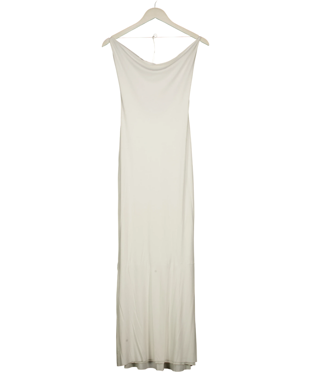 Natalie Rolt White cowl-neck maxi dress, size UK 4 — front