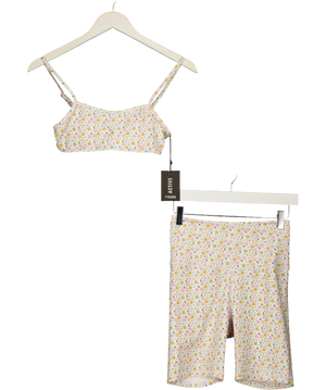 Lahana Active Fleur White Crop Top And Shorts Co-Ord UK S