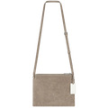 The White Company taupe Suede Double Zip Pouch Crossbody Bag — front