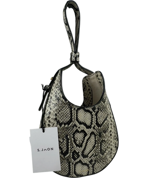 S.Joon Teardrop Python-Effect Leather Top Handle Bag