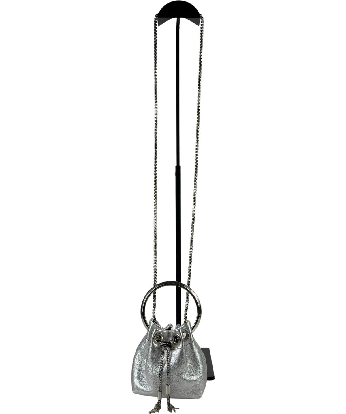 Jimmy Choo silver Silver Metallic Nappa Bon Bon Bag with Metal Handle — front