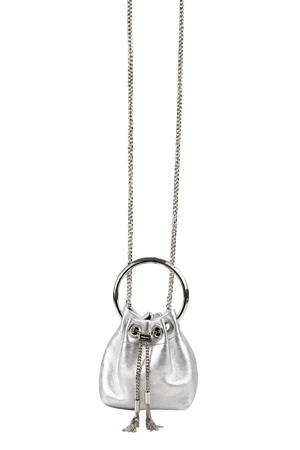 Jimmy Choo Micro Bon Bon Silver Metallic Nappa Leather Bag