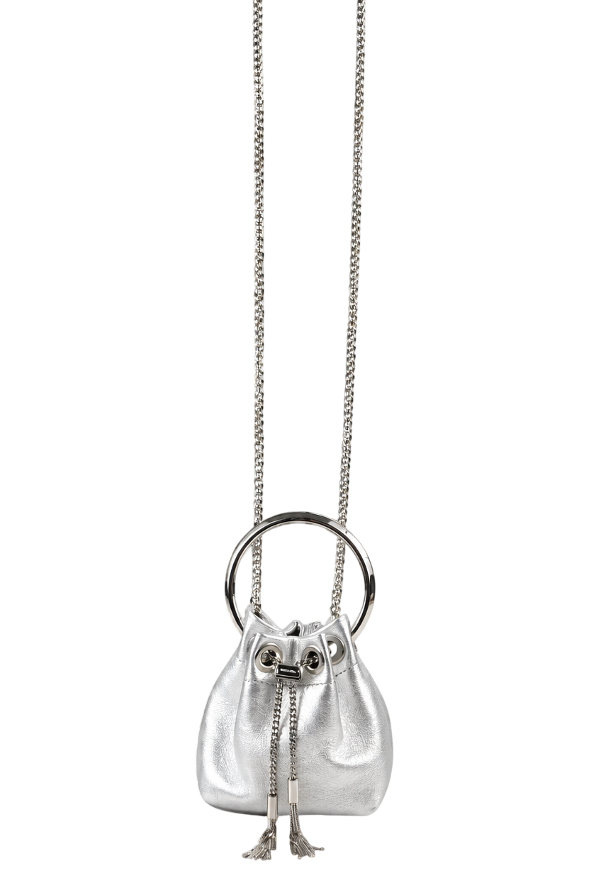 Jimmy Choo Micro Bon Bon Silver Metallic Nappa Leather Bag