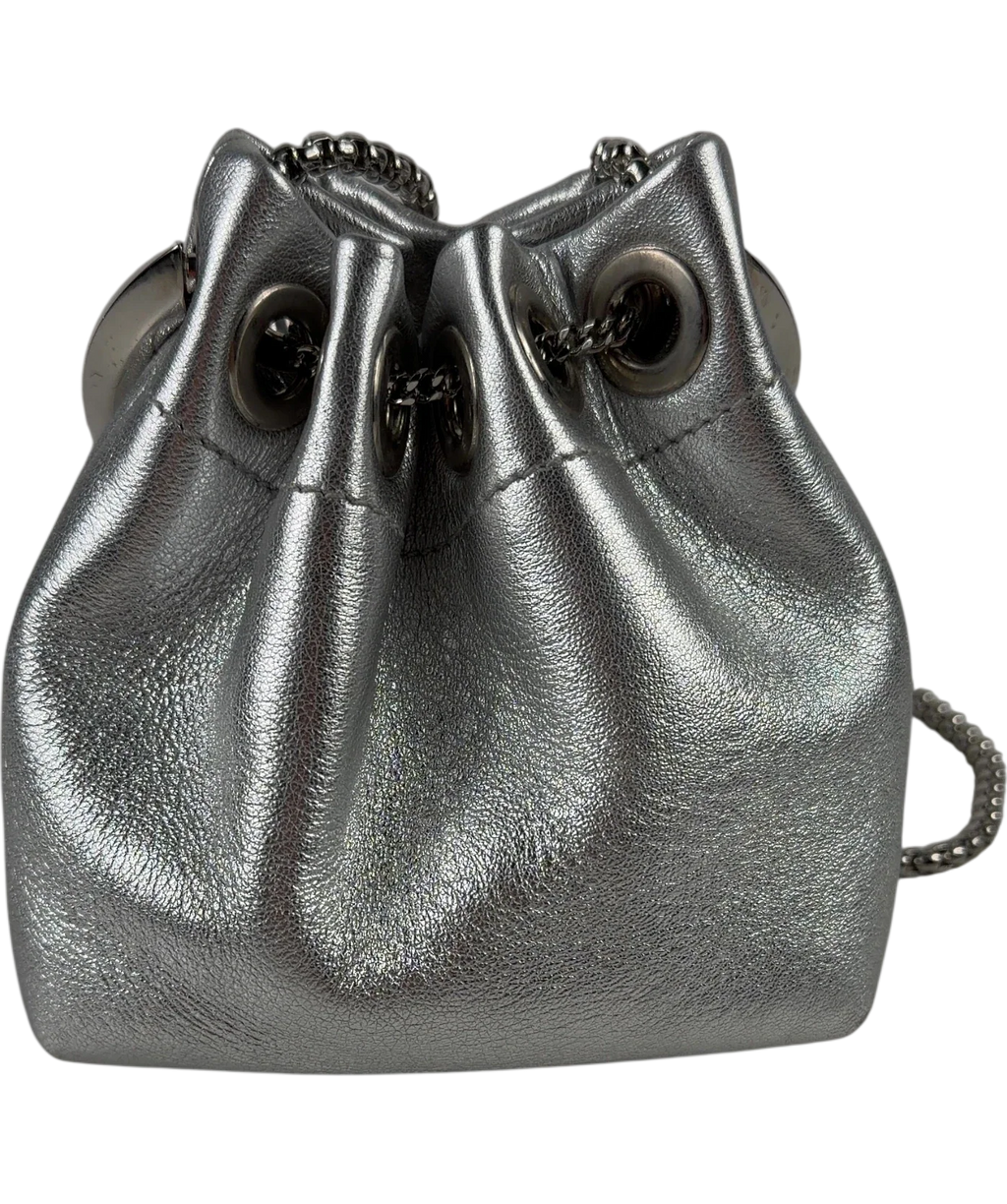 Jimmy Choo silver Silver Metallic Nappa Bon Bon Bag with Metal Handle — back