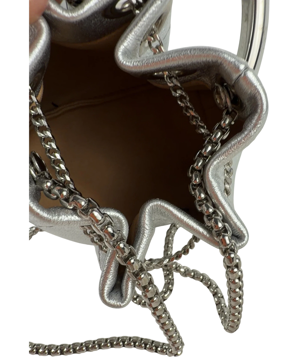 Jimmy Choo silver Silver Metallic Nappa Bon Bon Bag with Metal Handle — detail