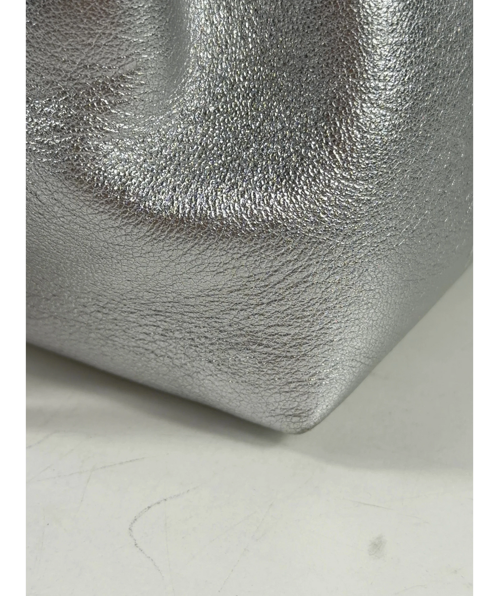 Jimmy Choo silver Silver Metallic Nappa Bon Bon Bag with Metal Handle — fabric detail